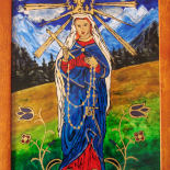 Matka Boża Królowa Tatr. Malowidło techniką góralską. Czerwiec 2007.